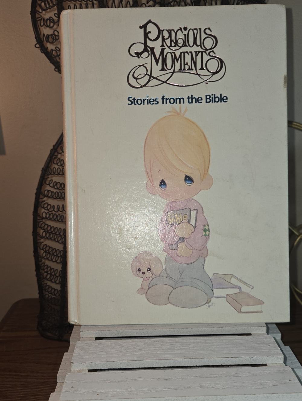 Precious Moments White Hardcover Bible Story Book with Pastel Illustration